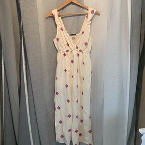 Zara MIDI Cotton Dress small Cream/Fuchsia